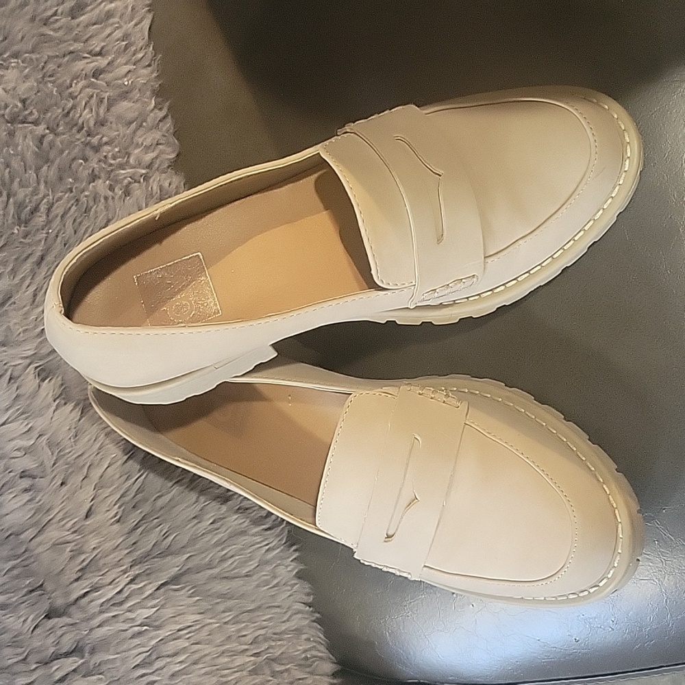 DV creamy beige lug sole loafers